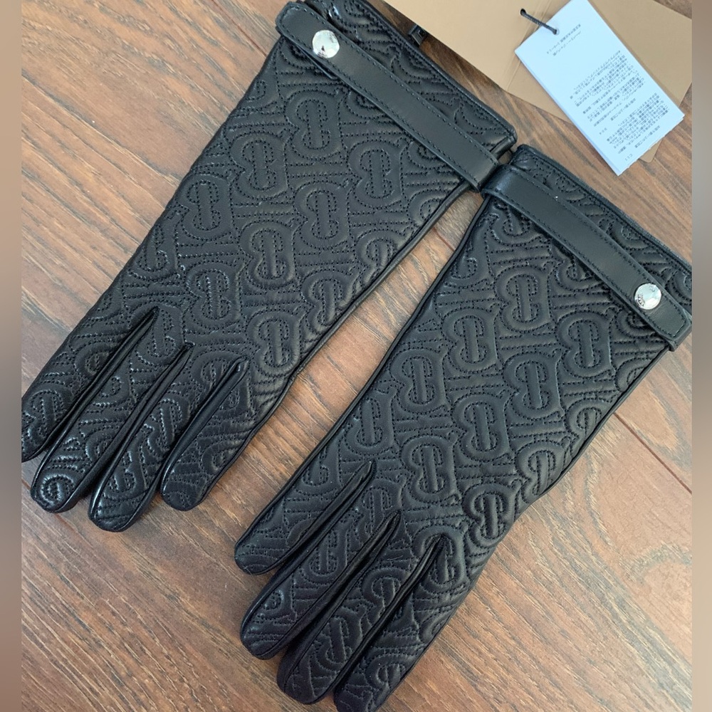 Burberry TB monogram leather gloves